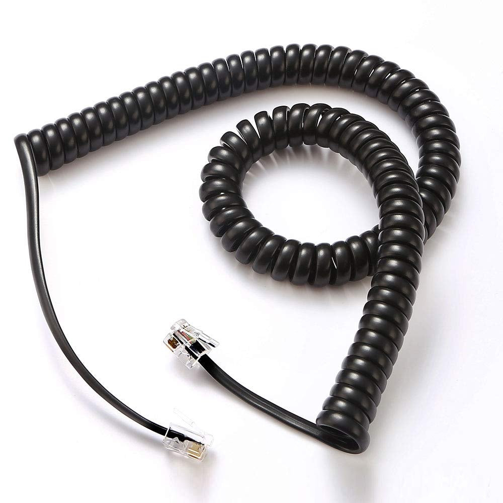 Telephone Handset Cord Black 20" 50cm Spiral Phone Cord Handset Cord Universally Compatible Black