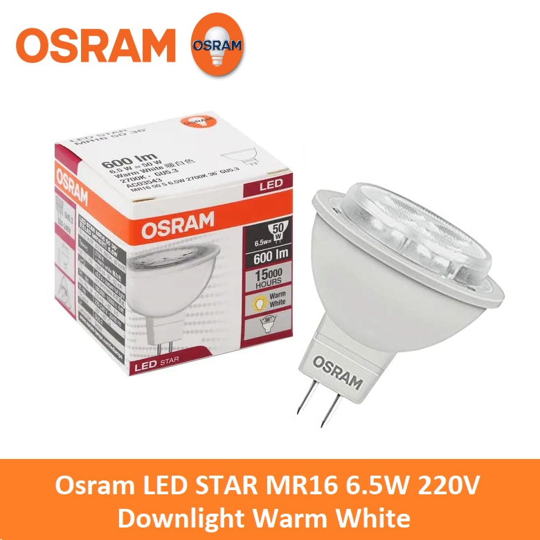 Osram Led Star MR16 6.5W 2700K 220V GU5.3 36D Led Lamp Downlight Warm White