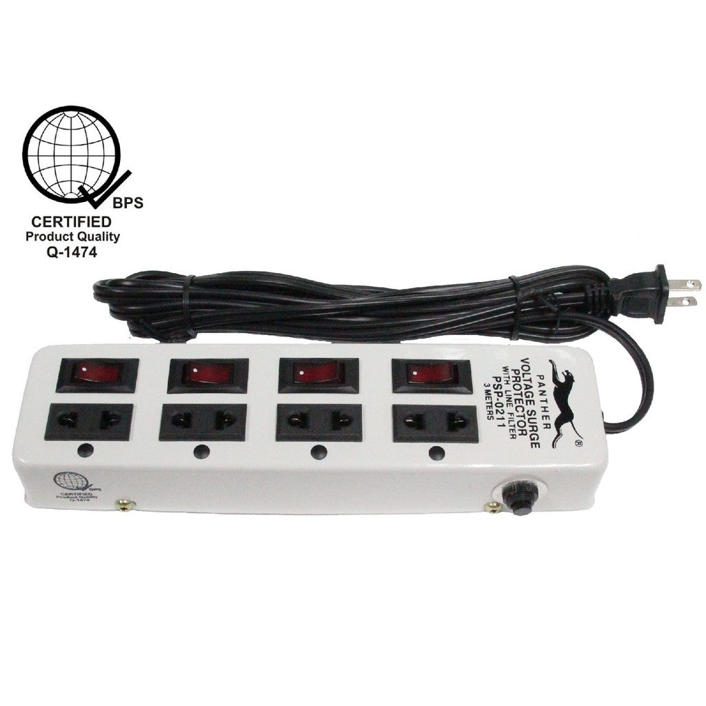 Panther 4-Gang Voltage Surge Protector 4 Outlets Extension Cord 3 meter wire PSP-0211 PSP0211 PSP 02