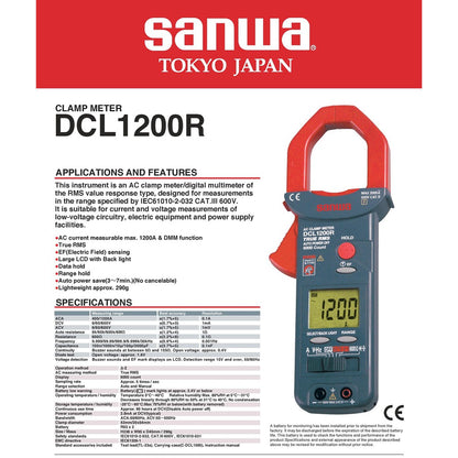 Sanwa DCL1200R AC + True RMS Digital Clamp Meter, 1200A AC, 600V AC-DC