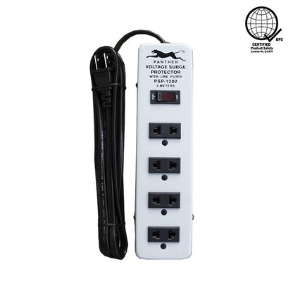 Panther 4 Gang Voltage Surge Protector 4 Outlets Extension Cord 3 meters PSP-1202 PSP1202 PSP 1202