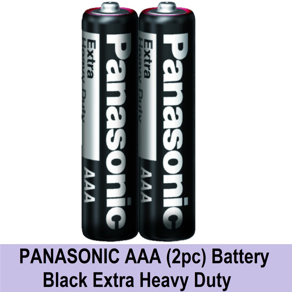 PANASONIC AAA (2pc) Battery Black Extra Heavy Duty 1.5V R03PT/2S-P Panasonic AAA Batteries