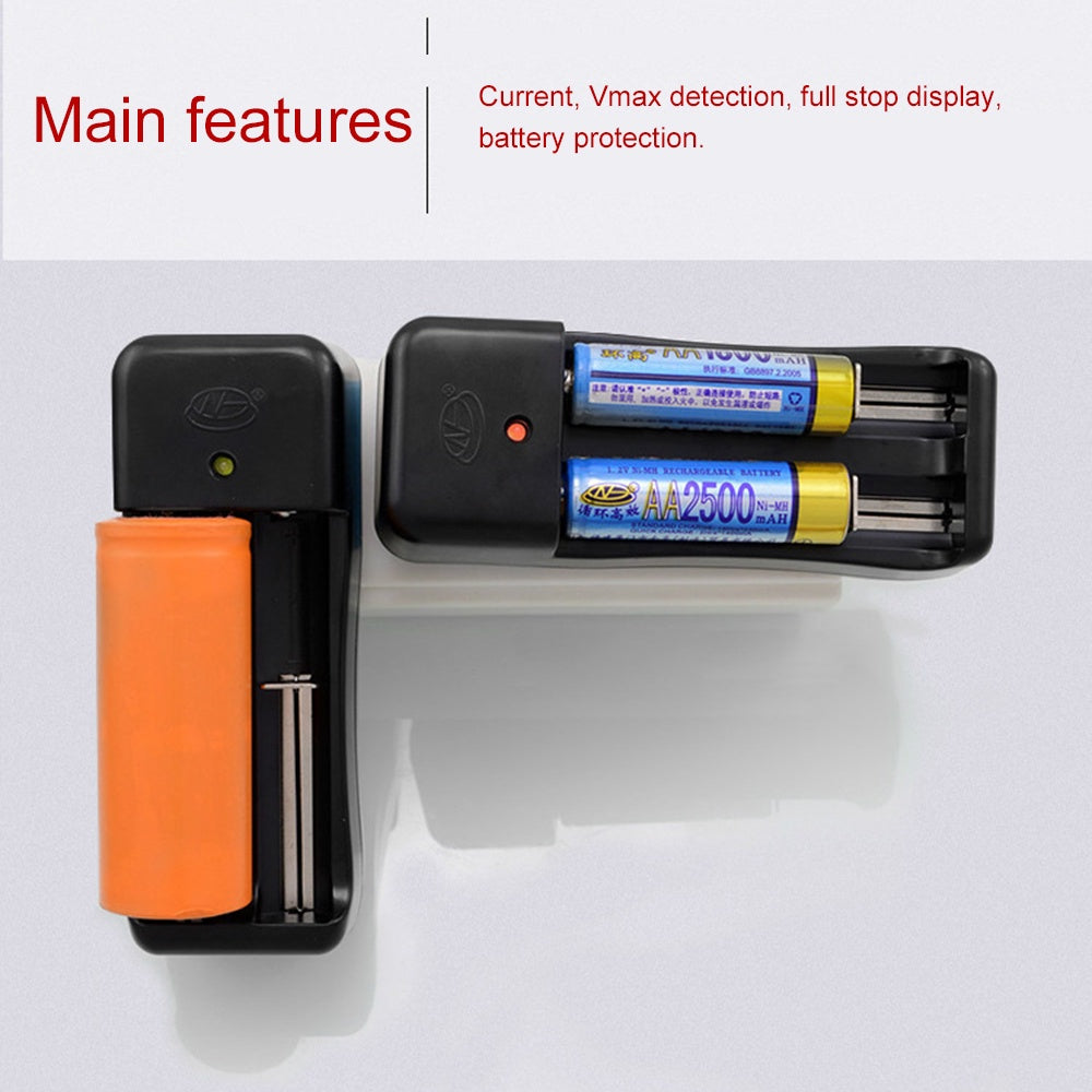 Dual Slot Smart Charger For 14500 18650 26650 16340 18350 3.6V 3.7V Li-ion Battery Charger