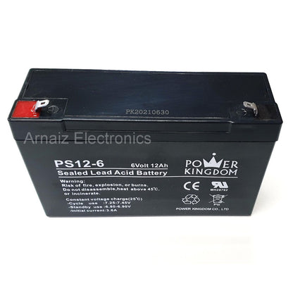 Power Kingdom 6V 12Ah SLA Rechargeable Battery PK12-6 Valve Regulated Sealed Lead Acid Battery