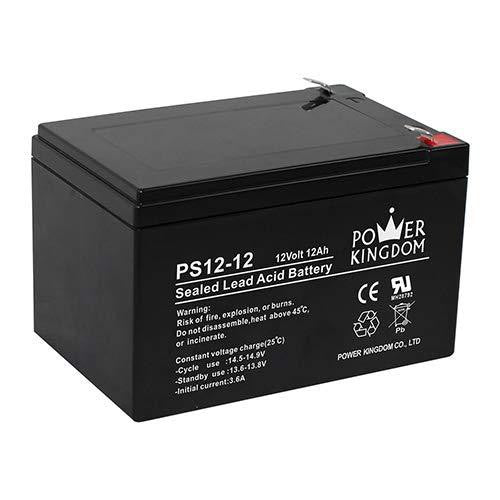 E-Bike Battery 12V 12Ah 20hr 12 Volts 12 Ampere EBike UPS Battery Power Kingdom PS12-12 Rechargeable