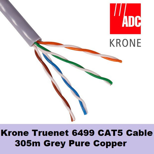 Krone Truenet Cat 5E Cable UTP Unshielded AWG24 Gray Data LAN Cable Cat5E Cat5 305 meters 1000 feet