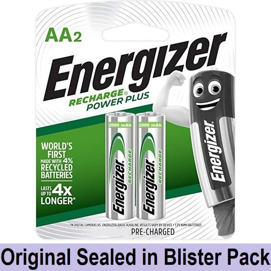 Energizer Rechargeable Battery AA (2 pcs) Recharge Power Plus 2000 mAh AA Batteries Original Sealed