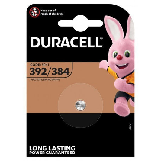 Duracell SR41 392 384 (1pc) 1.5v Silver Oxide Button Cell Battery in Blister Pack LR41 SR41W