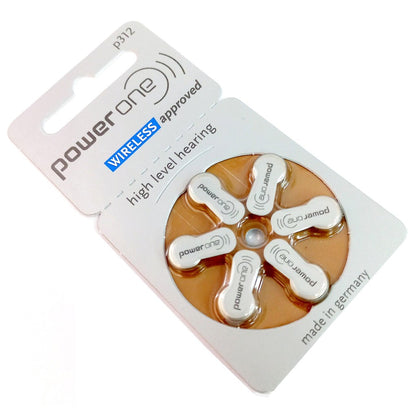 Power One Zinc Air Size 312 PR41 (6 pcs) Hearing Aid Battery Hearing Aid Batteries 1.45V A312 P312