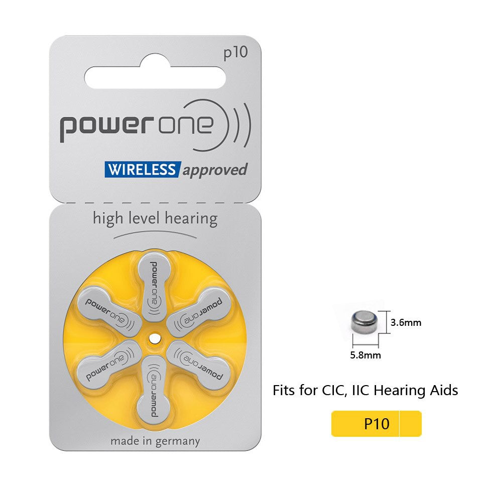 Power One Zinc Air Size 10 PR70 (6 pcs) Hearing Aid Battery Hearing Aid Batteries 1.45V A10 P10