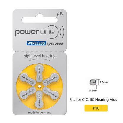 Power One Zinc Air Size 10 PR70 (6 pcs) Hearing Aid Battery Hearing Aid Batteries 1.45V A10 P10