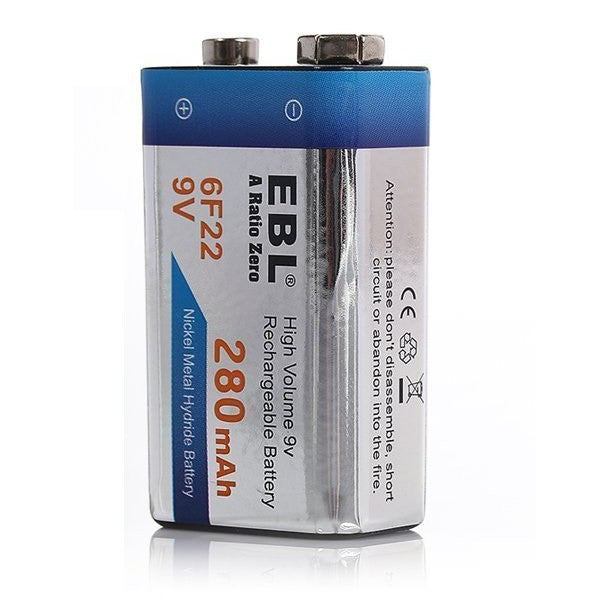 EBL 280mAh 9V Ni-MH Rechargeable Battery 9 Volt 6F22 9 Volts