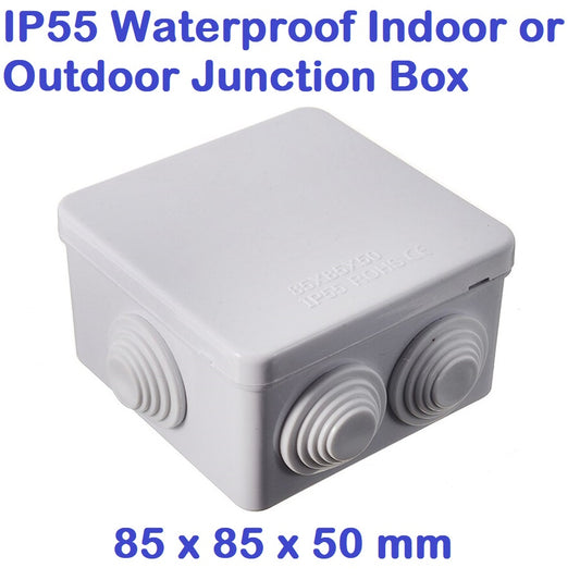 85x85x50mm IP55 Waterproof weatherproof Outdoor CCTV Electrical Enclosure Square Junction Box White