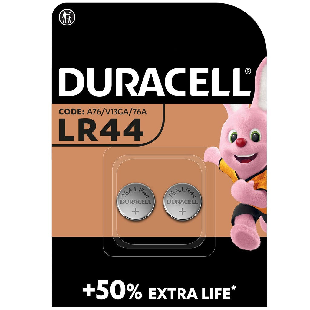 Duracell LR44 A76 76A V13GA (2pcs) 1.5v Alkaline Button Cell Battery in Blister Pack AG13 L1154 BL2