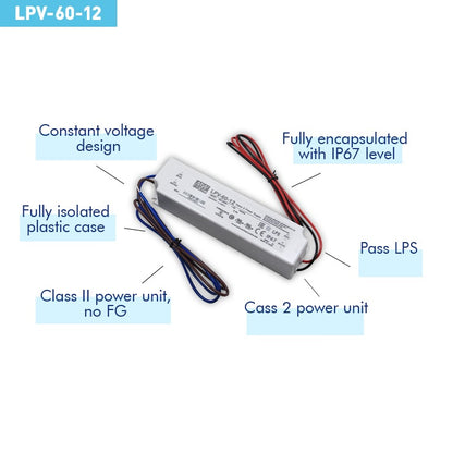 Meanwell LPV-60-12 Led Driver 60W Single Output Switching Power Supply