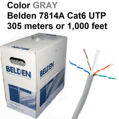 Belden Cat6 UTP Cable Unshielded Data LAN Cable Cat 6 CAT-6 305 meters 1000 ft 7814A BLUE GRAY GREY