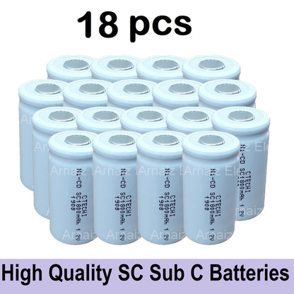 2-20pcs Screw Driver Electric Drill SC Batteries 1.2V 1800mah Sub C Ni-Cd Rechargeable Battery SUBC