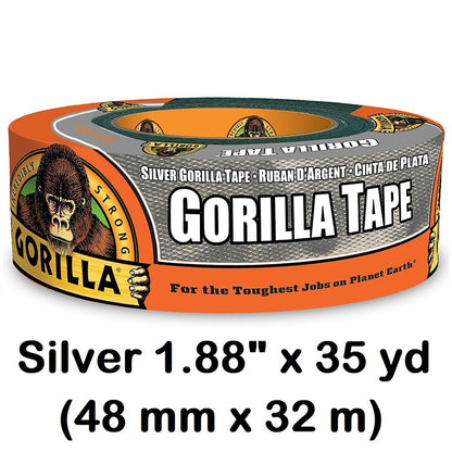 Gorilla Tape 1.88" x 35 yd Silver Gorilla Duct Duck Tape Grey Gray Gorilla Duct Tape 48mm x 32m