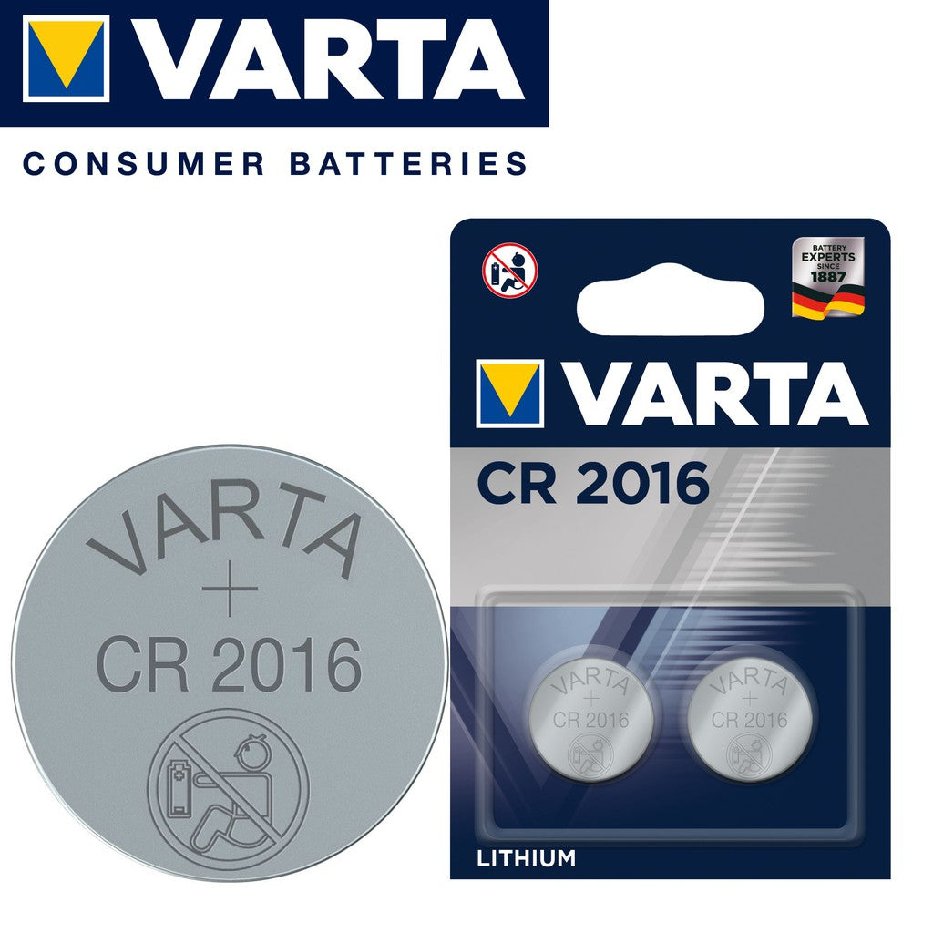 Varta CR2016 (2pcs) 3v Lithium Button Cell Battery in Blister Pack Varta CR 2016 Batteries 6016