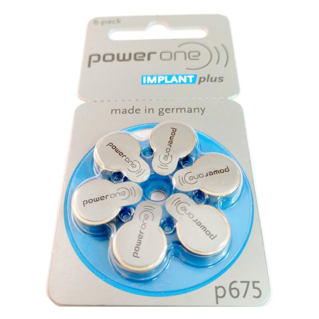 Power One Zinc Air Implant Size 675 PR44 (6 pcs)Hearing Aid Battery Hearing Aid Batteries 1.45V A675