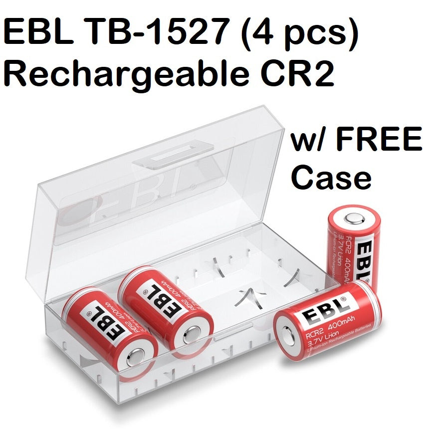 EBL TB-1527 (4 pcs) Rechargeable CR2 Lithium Batteries 3.7V 400mAh 15270 CR-2 CR 2 Lithium Battery