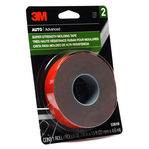 3M Double Sided 22 mm x 4.6 m or 7/8 in x 15ft Super Strength Molding Tape 03616 Double Sided Acryl