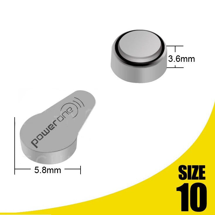 Power One Zinc Air Size 10 PR70 (6 pcs) Hearing Aid Battery Hearing Aid Batteries 1.45V A10 P10