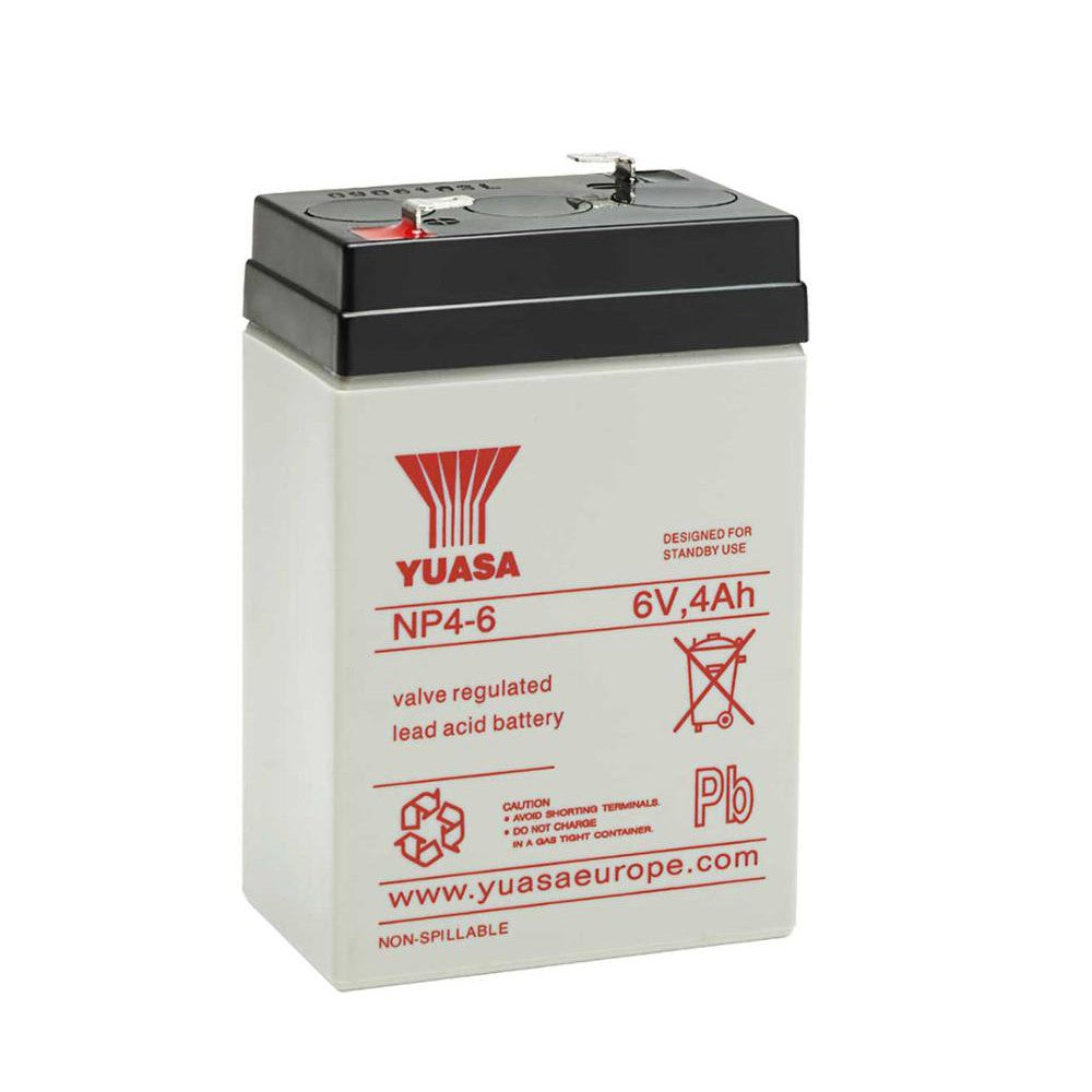 Yuasa 6V 4Ah NP4-6 6 Volts 4 Ampere Rechargeable Sealed Lead Acid Battery Maintenance Free NP 4-6 to