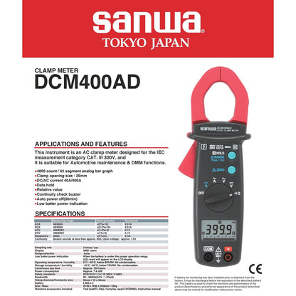 Sanwa DCM400AD Clamp Meters DC AC current 40A 400A 4000 count DMM functions