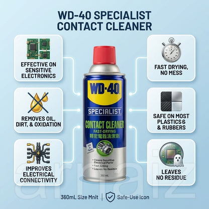 WD-40 Specialist Contact Cleaner 360mL Fast Drying Electrical Spray WD40 Circuit Boards Electronics