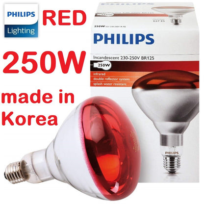 Philips Heat Lamp Bulb RED Infrared Infared Incandescent BR125 IR 150W or 250W E27 Osram Siccatherm