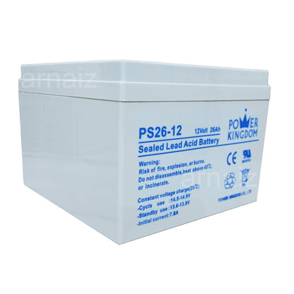 Power Kingdom 12v 26Ah SLA Rechargeable Battery PS26-12 Valve Regulated Sealed Lead-Acid Battery