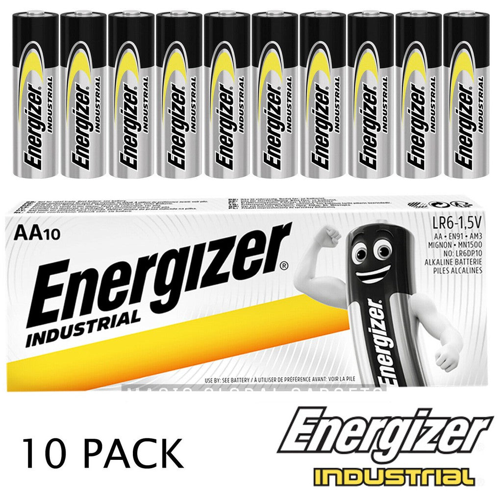 Energizer AA (10pcs) Alkaline Industrial Battery MN1500 1.5V LR6 Batteries 10 pieces per box