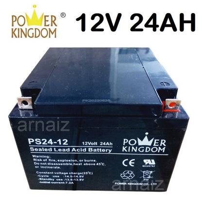 Power Kingdom 12V 24Ah Battery Rechargeable PS24-12 SLA Sealed Lead Acid 12 Volts SLA Batteries