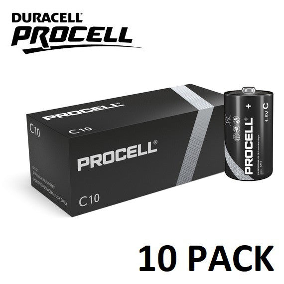 Procell Size C (10pcs) Alkaline Battery 1.5V LR14 MN1400 Batteries 10 pieces per box