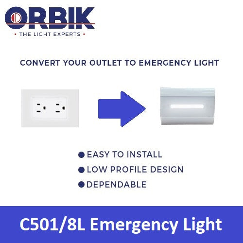 Orbik C501 Emergency Light C501/8L Outlet to Led Emergency Light C-501