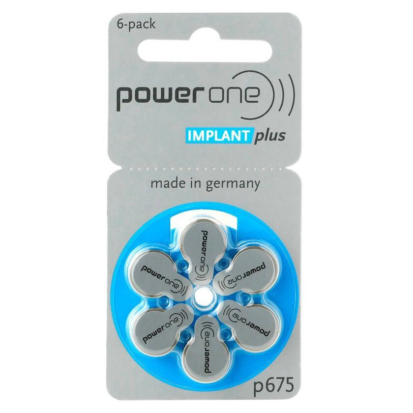 Power One Zinc Air Implant Size 675 PR44 (6 pcs)Hearing Aid Battery Hearing Aid Batteries 1.45V A675