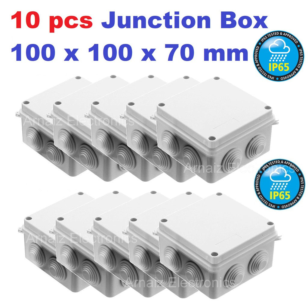 (10 pcs) 100x100x70mm IP65 Waterproof Outdoor Electrical CCTV Enclosure Square Junction Box White