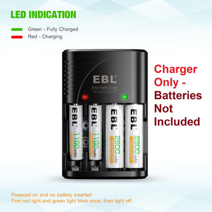 EBL 802 Smart Rapid Fast Universal Battery Charger for AA AAA 9V Rechargeable Batteries