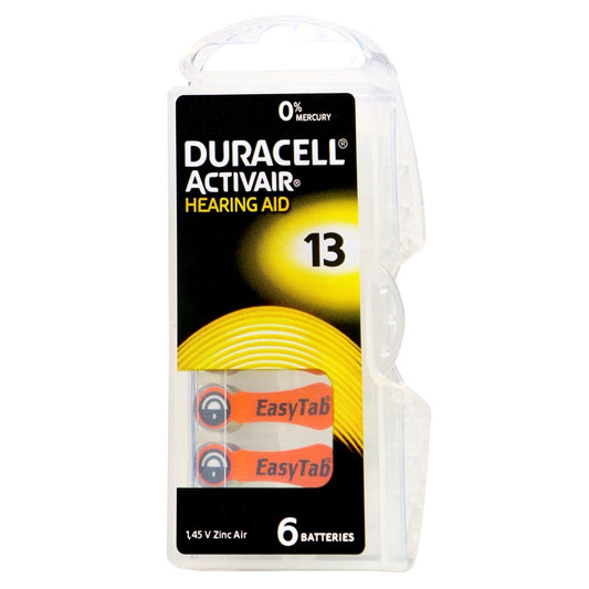 Duracell ActivAir EasyTab Size 13 PR48 (6 pcs) Hearing Aid Battery Hearing Aid Batteries 1.45V V13AT