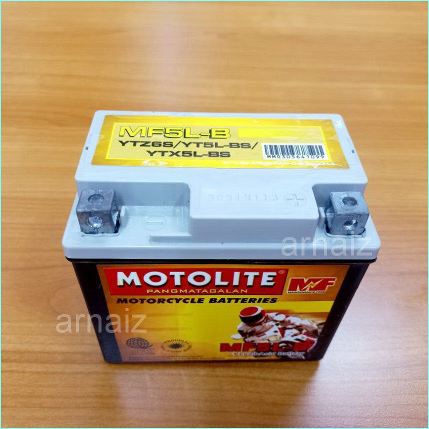 Motolite MF5L-B Maintenance Free Motorcycle Battery ( YTZ6S YT5L-BS YTX5L-BS MF5LB )