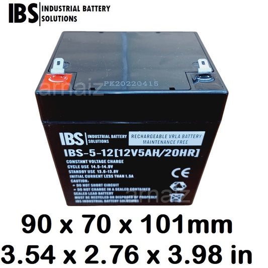 IBS 12V 5Ah 20hr Battery IBS-5-12 12 Volts 5 Ampere UPS replaces 12V 4.5Ah 4.5A Battery