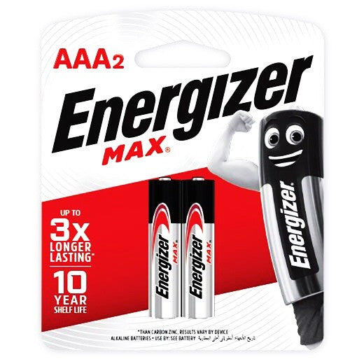 Energizer Max AAA Alkaline 2 pcs Batteries E92BP2 Energizer AAA Battery