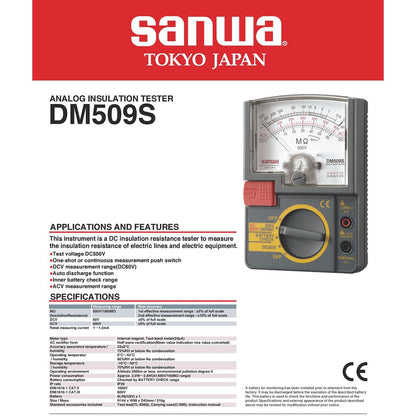 Sanwa DM509S Analog Insulation Resistance Tester 1000 Megaohms AC 600V DC 60V