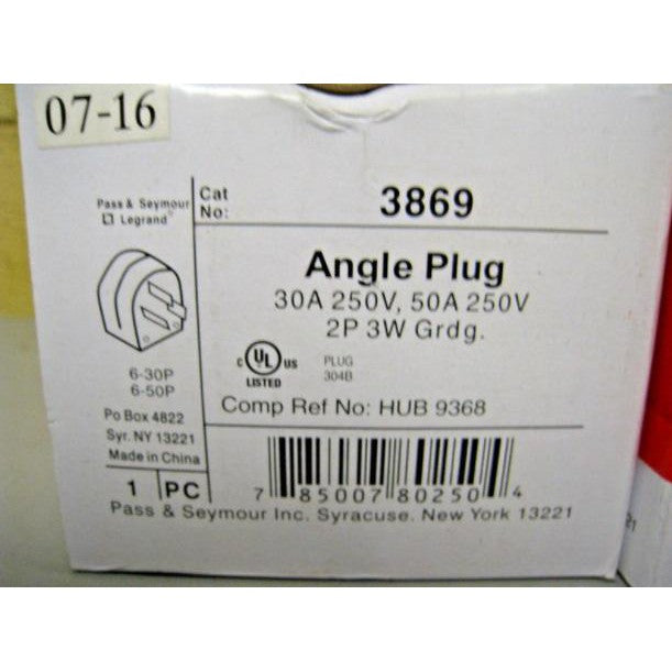 Legrand Pass & Seymour 3869 Power Outlet Angle Plug 3869 Plug 30A 50A Le Grand