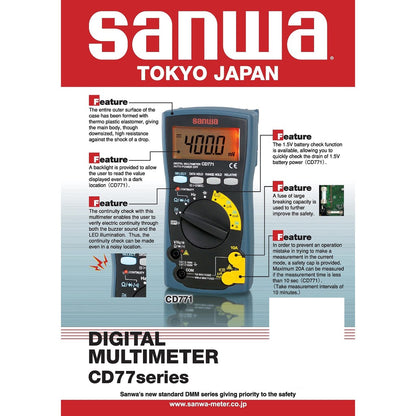 Sanwa CD771 Digital Multimeter Backlight & Cont. buzzer with LED AC/DC Voltmeter True RMS Digital Mu