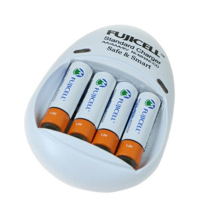 Battery Charger AA AAA 9V with FREE 4pcs Ni-MH AA Rechargeable Batteries 1.2V Fujicell FUJI-200S/4B