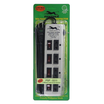 Panther 4-Gang Voltage Surge Protector 4 Outlets Extension Cord 3 meter wire PSP-0211 PSP0211 PSP 02