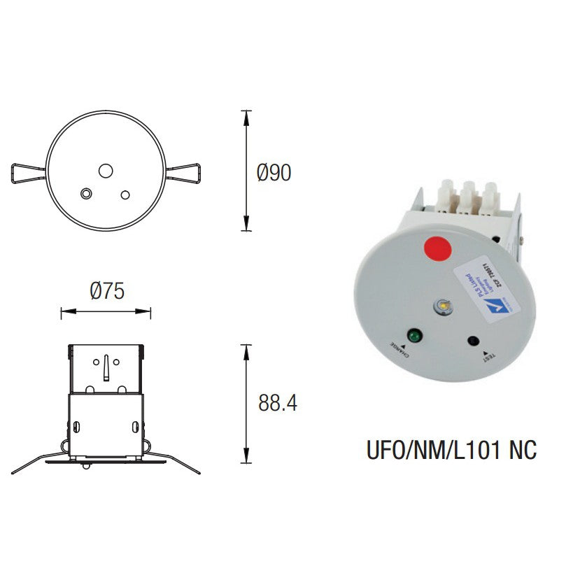 Starlight UFO NM L101 NC UFO Type Emergency Light BY MAXSPID Led Non-Maintained Recess Mount