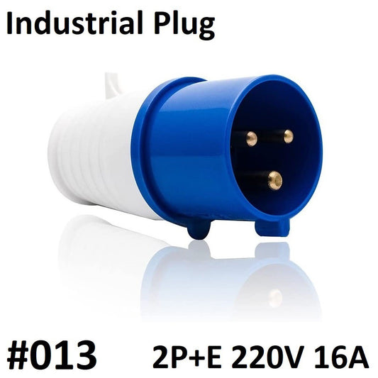 CNC Industrial Plug 013 2P+E 220V 16A Blue White 3 Pin #013